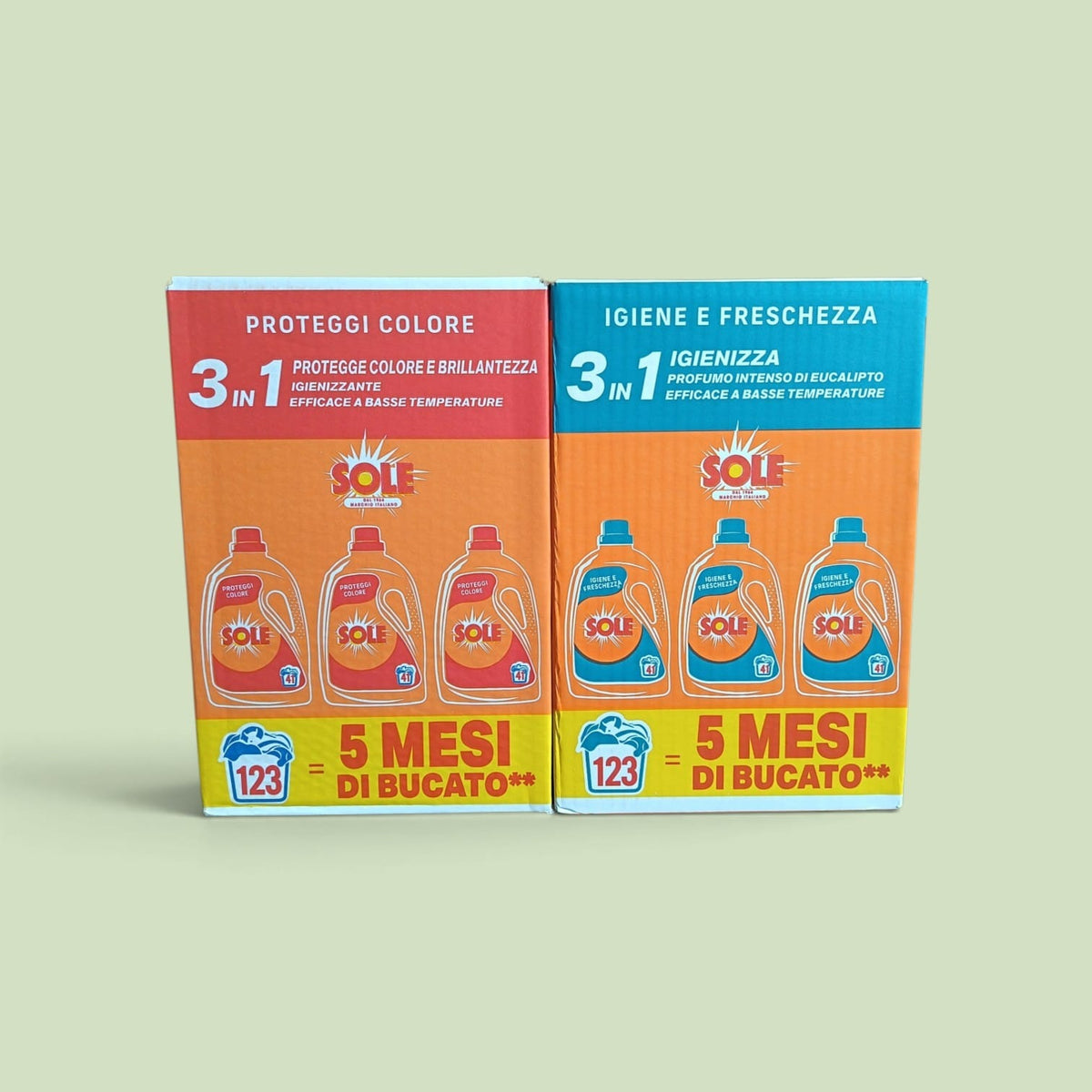 Box assortito Sole con detersivi per lavatrice